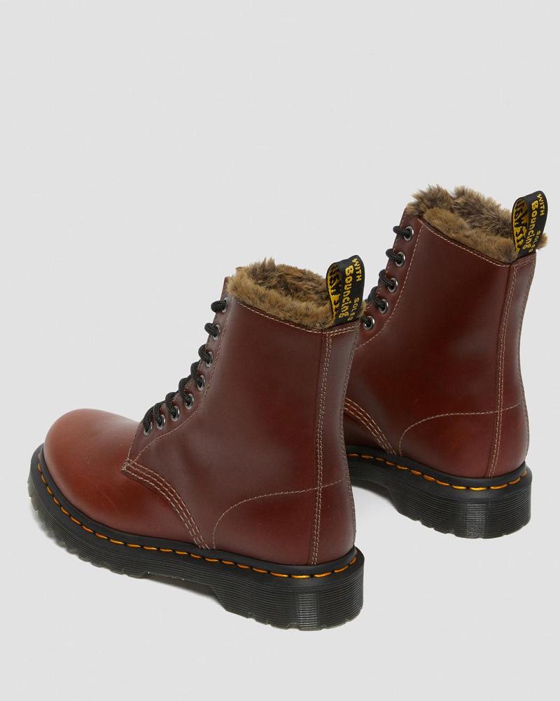 Dr Martens 1460 Serena Faux Fur Forede Vinterstøvler Dame Brune | DK 279ZUT